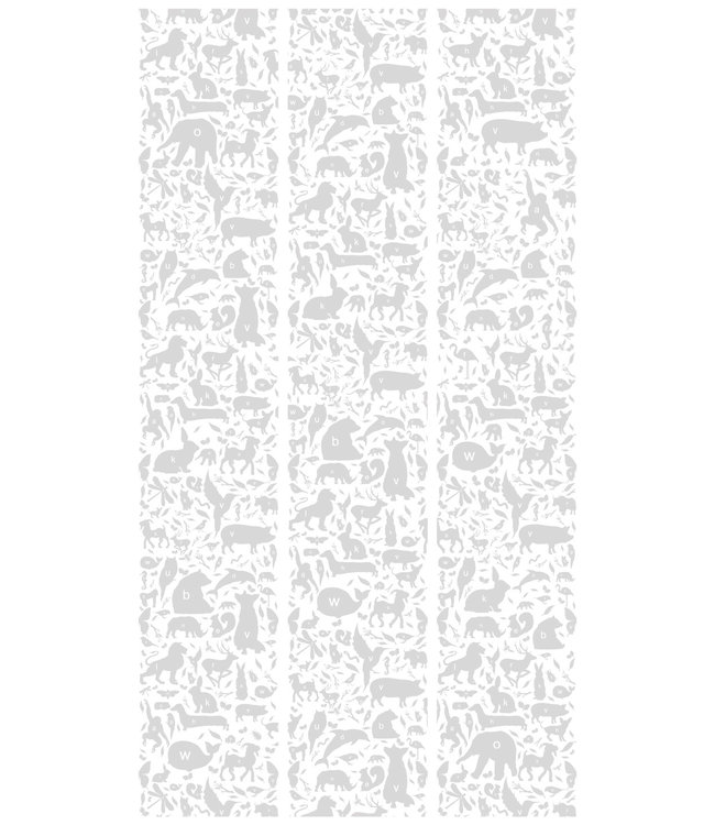 Behang ABC Animals, Lichtgrijs, 146.1 x 280 cm