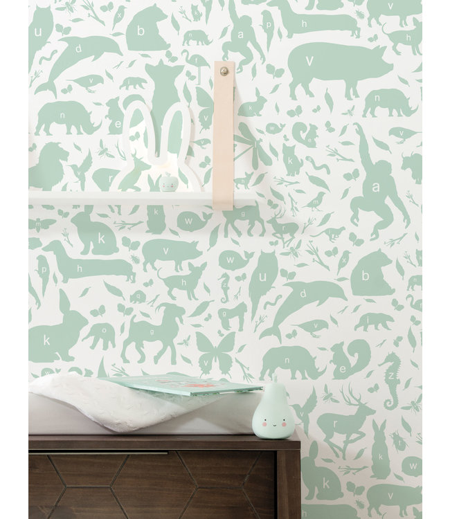Behang ABC Animals, Groen, 146.1 x 280 cm