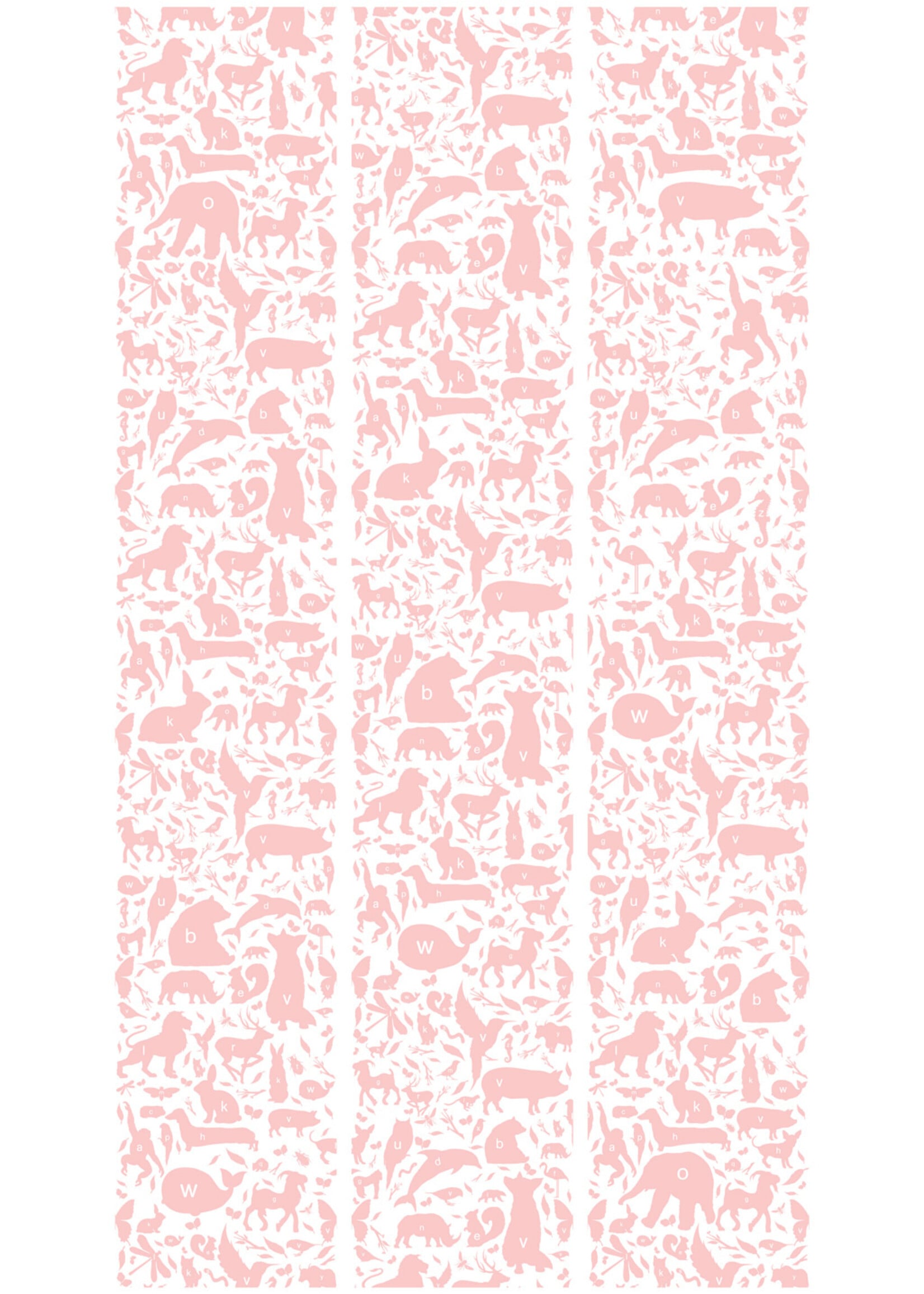 Behang ABC Animals, Roze, 146.1 x 280 cm