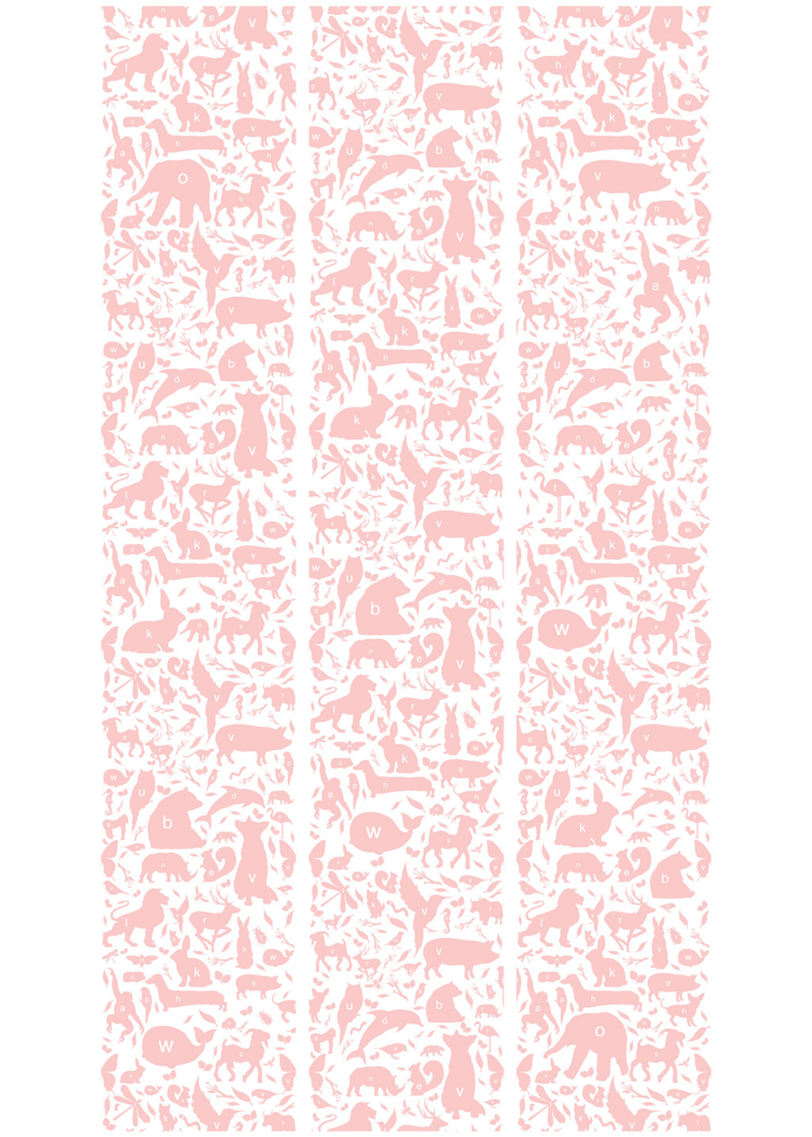 Wallpaper ABC Animals, Pink, 146.1 x 280 cm