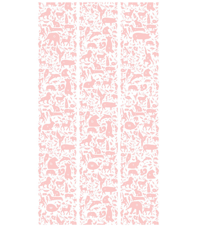 Behang ABC Animals, Roze, 146.1 x 280 cm