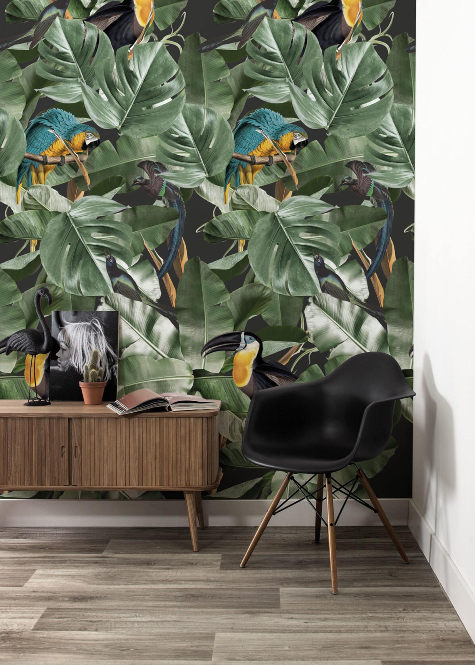 Botanisch behang Botanical Birds, 97.4 x 280 cm