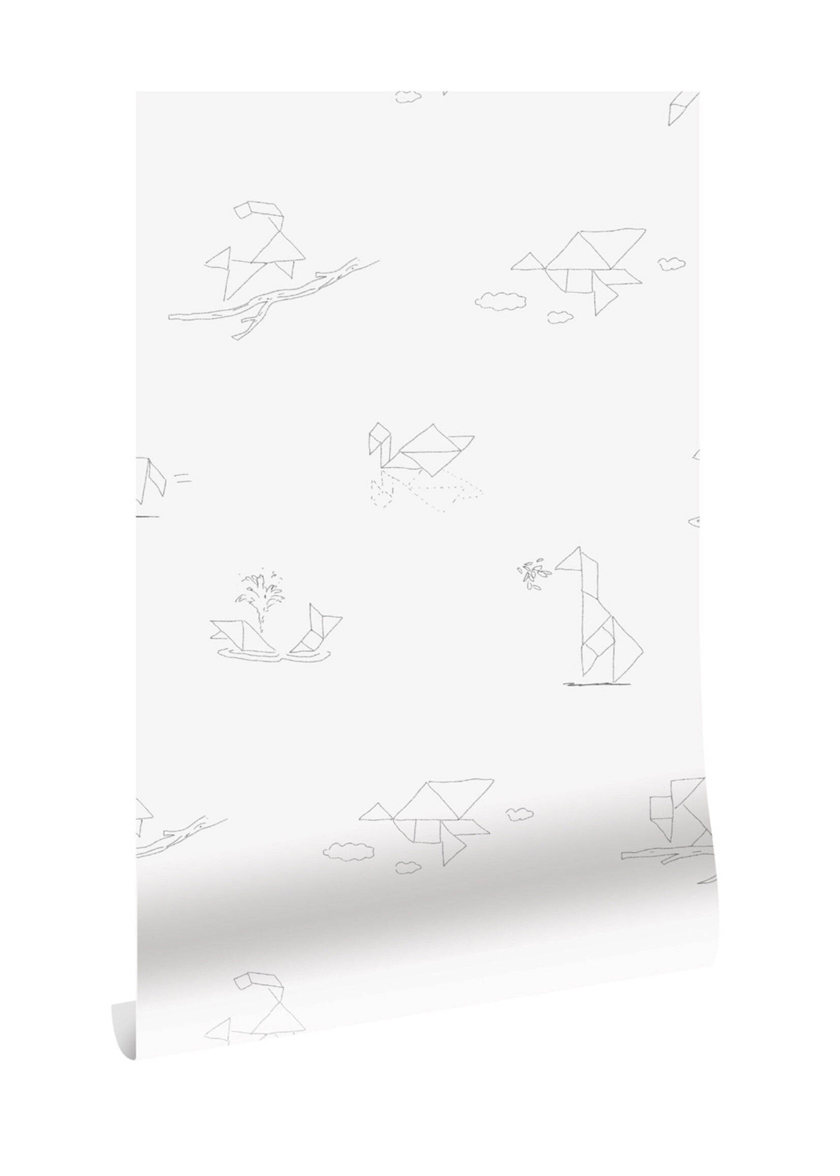 Wallpaper Tangram Animal Sketches, 97.4 x 280 cm