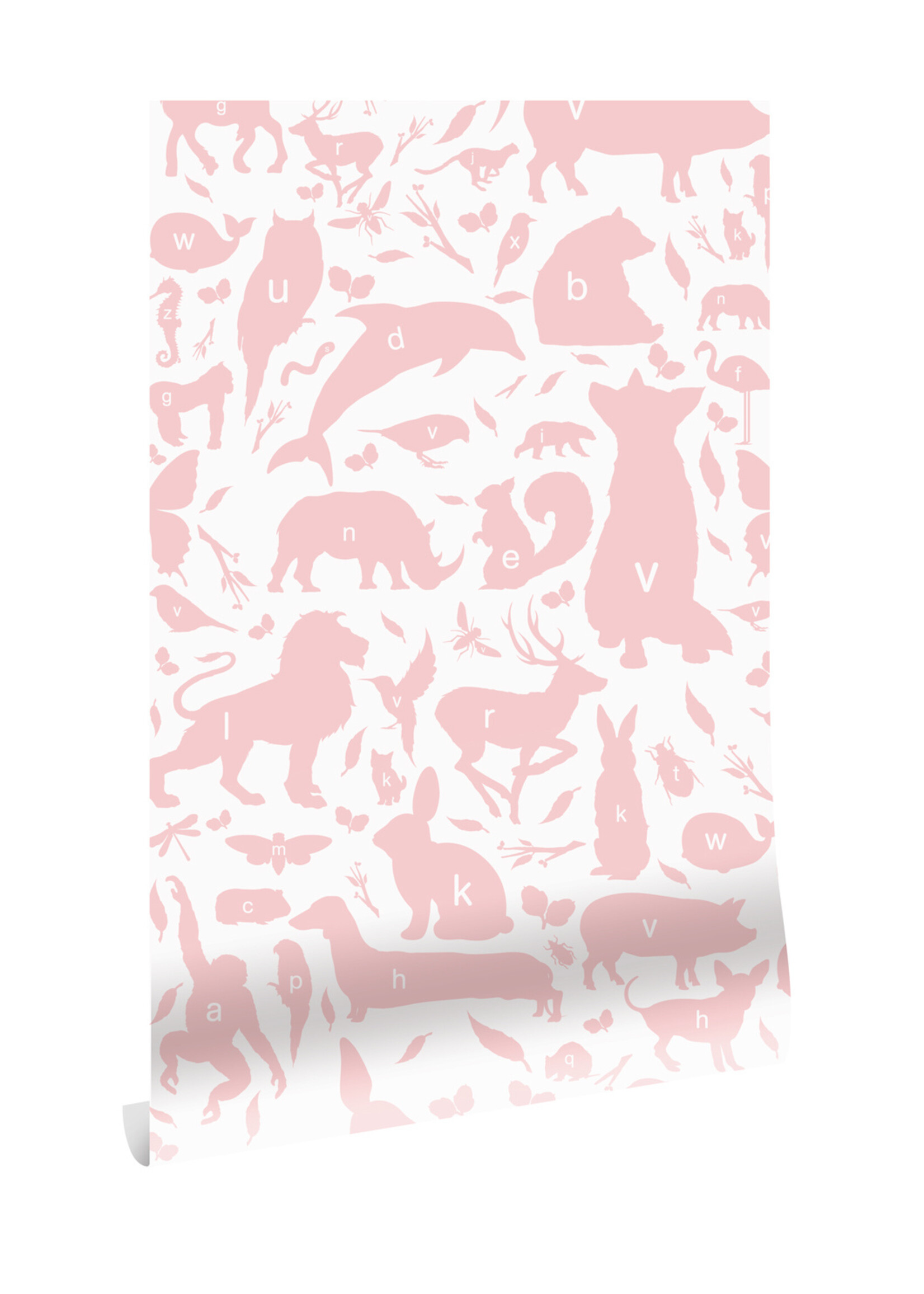 Wallpaper ABC Animals, Pink, 146.1 x 280 cm