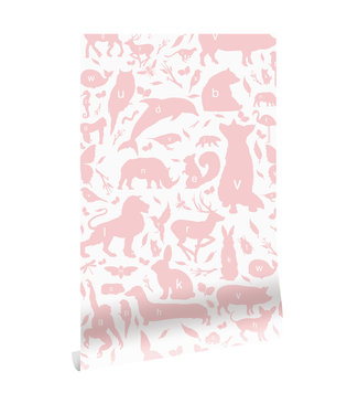 Herhaalbaar Tapete ABC Animals, Rosa, 146.1 x 280 cm