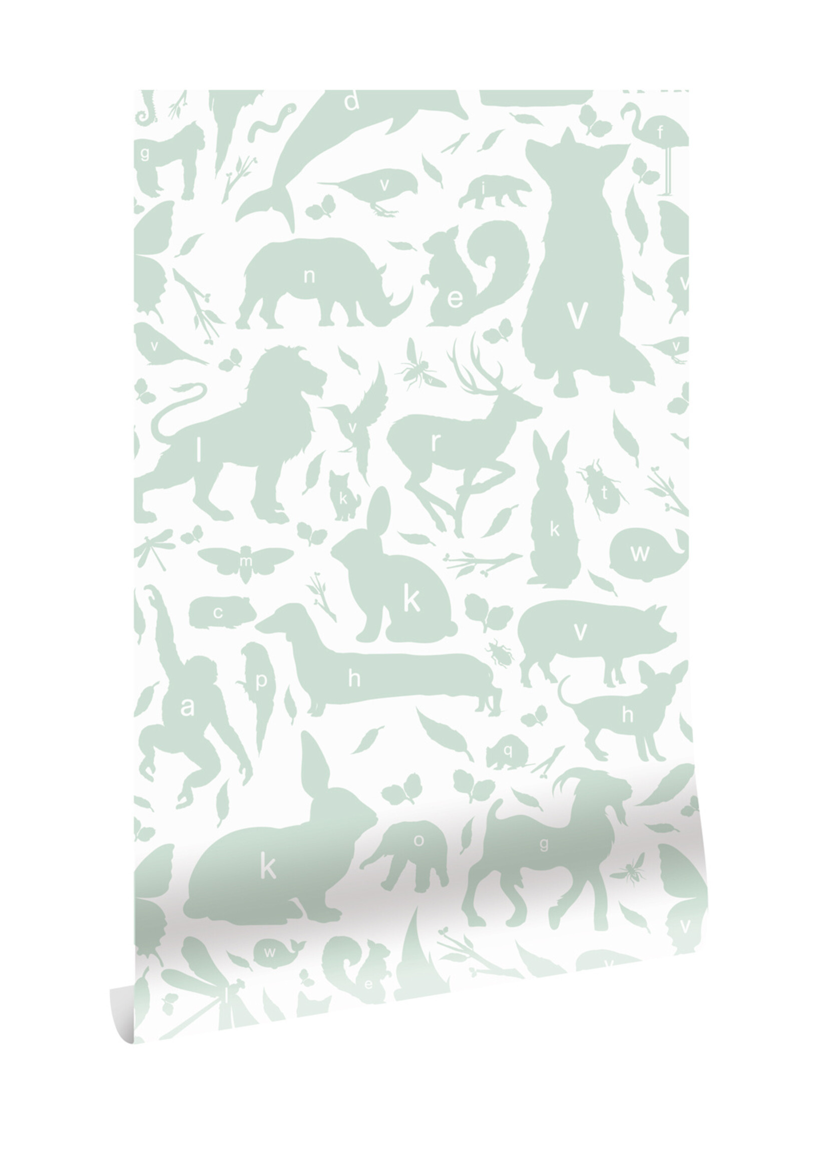 Wallpaper ABC Animals, Green, 146.1 x 280 cm
