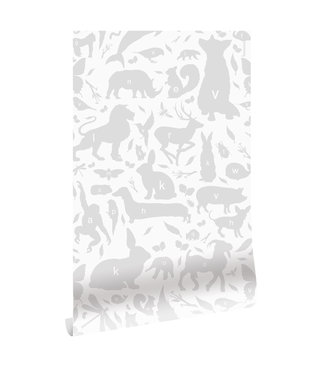 Herhaalbaar Tapete ABC Animals, Hell Gris, 146.1 x 280 cm