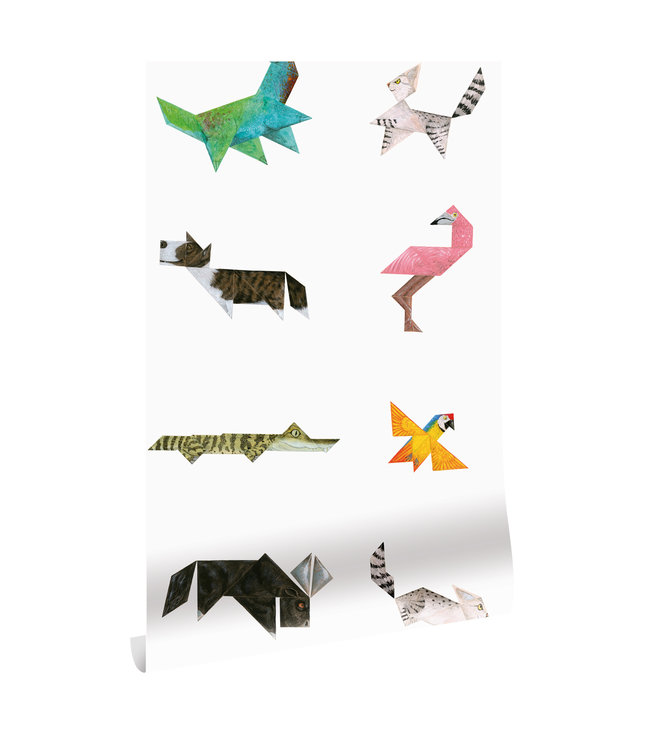 Herhaalbaar Wallpaper Tangram Animals, 97.4 x 280 cm