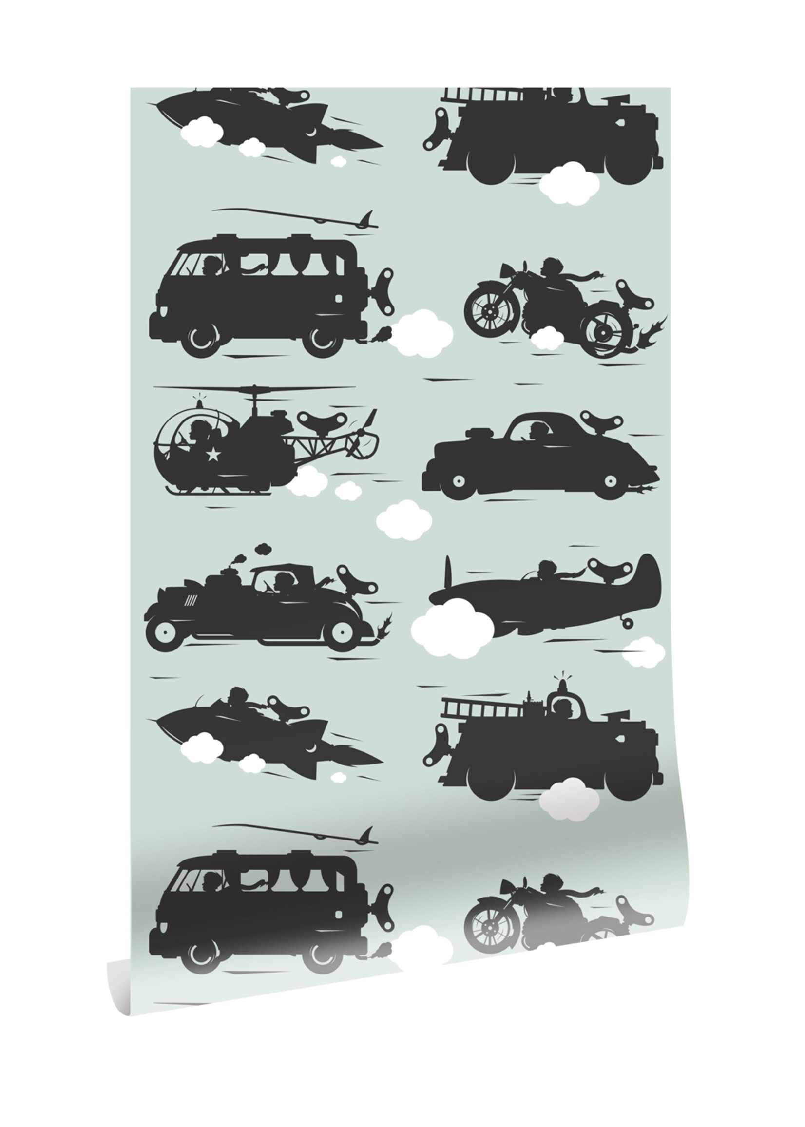 Wallpaper Vehicles, Green, 97.4 x 280 cm