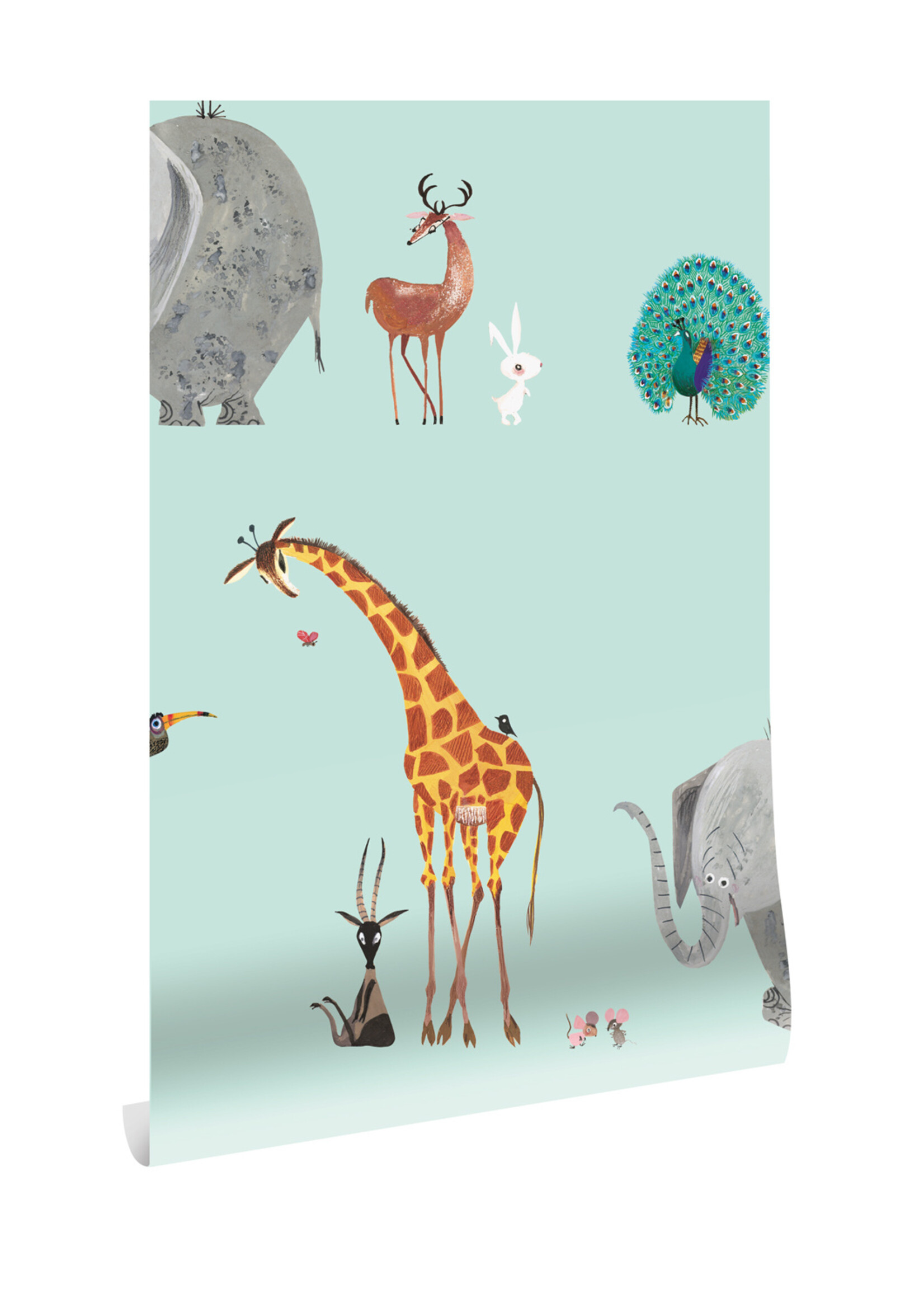 Wallpaper Fiep Westendorp Animal Mix, Mint, 97.4 x 280 cm