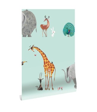 Herhaalbaar Tapete Fiep Westendorp Animal Mix, Mint, 97.4 x 280 cm