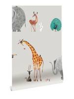 Behang Fiep Westendorp Dierenmix, Grijs, 97.4 x 280 cm