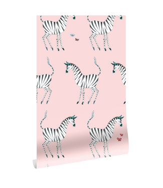 Herhaalbaar Behang Fiep Westendorp Zebra, Roze, 97.4 x 280 cm