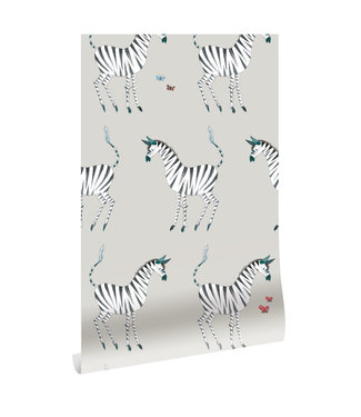 Herhaalbaar Tapete Fiep Westendorp Zebra, Grau, 97.4 x 280 cm