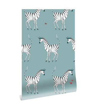 Herhaalbaar Behang Fiep Westendorp Zebra, Petrol, 97.4 x 280 cm