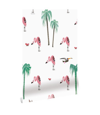 Herhaalbaar Behang Fiep Westendorp Flamingo, 97.4 x 280 cm