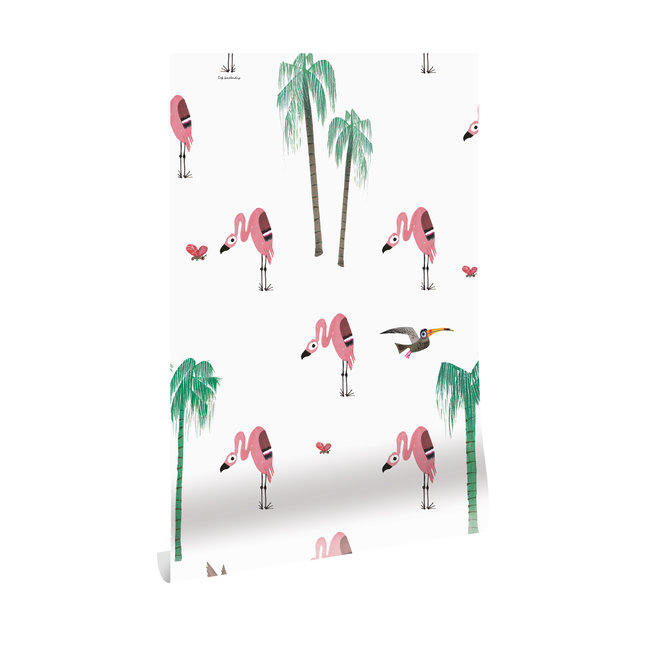 Tapete Fiep Westendorp Flamingo, 97.4 x 280 cm
