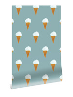 Wallpaper Fiep Westendorp Ice cream, Petrol, 97.4 x 280 cm