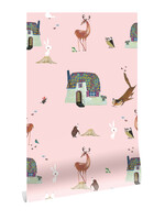 Wallpaper Fiep Westendorp Forest Animals, Pink, 97.4 x 280 cm