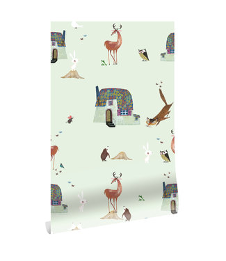 Herhaalbaar Behang Fiep Westendorp Forest Animals, Groen, 97.4 x 280 cm