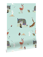 Wallpaper Fiep Westendorp Forest Animals, Mint, 97.4 x 280 cm