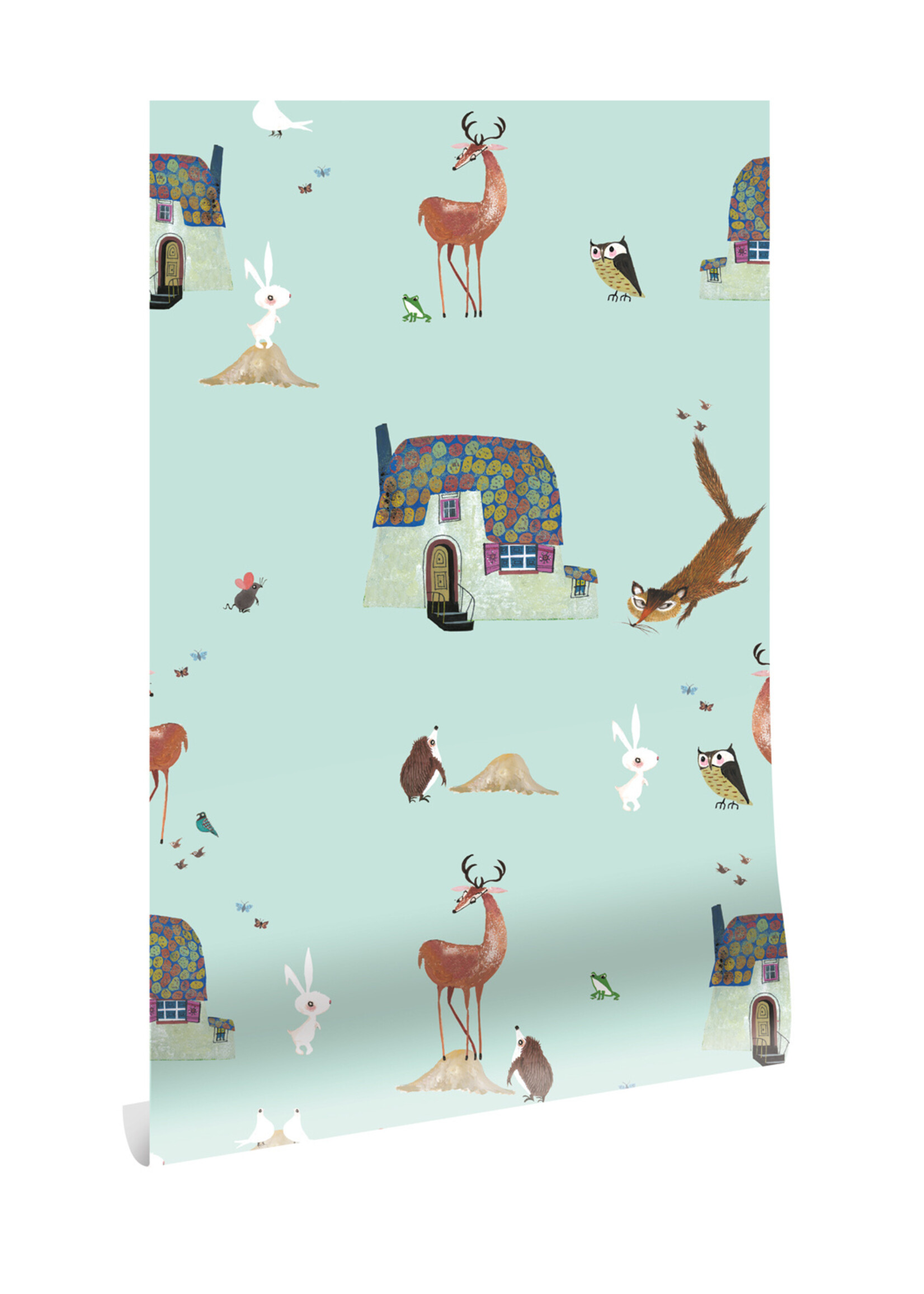 Wallpaper Fiep Westendorp Forest Animals, Mint, 97.4 x 280 cm