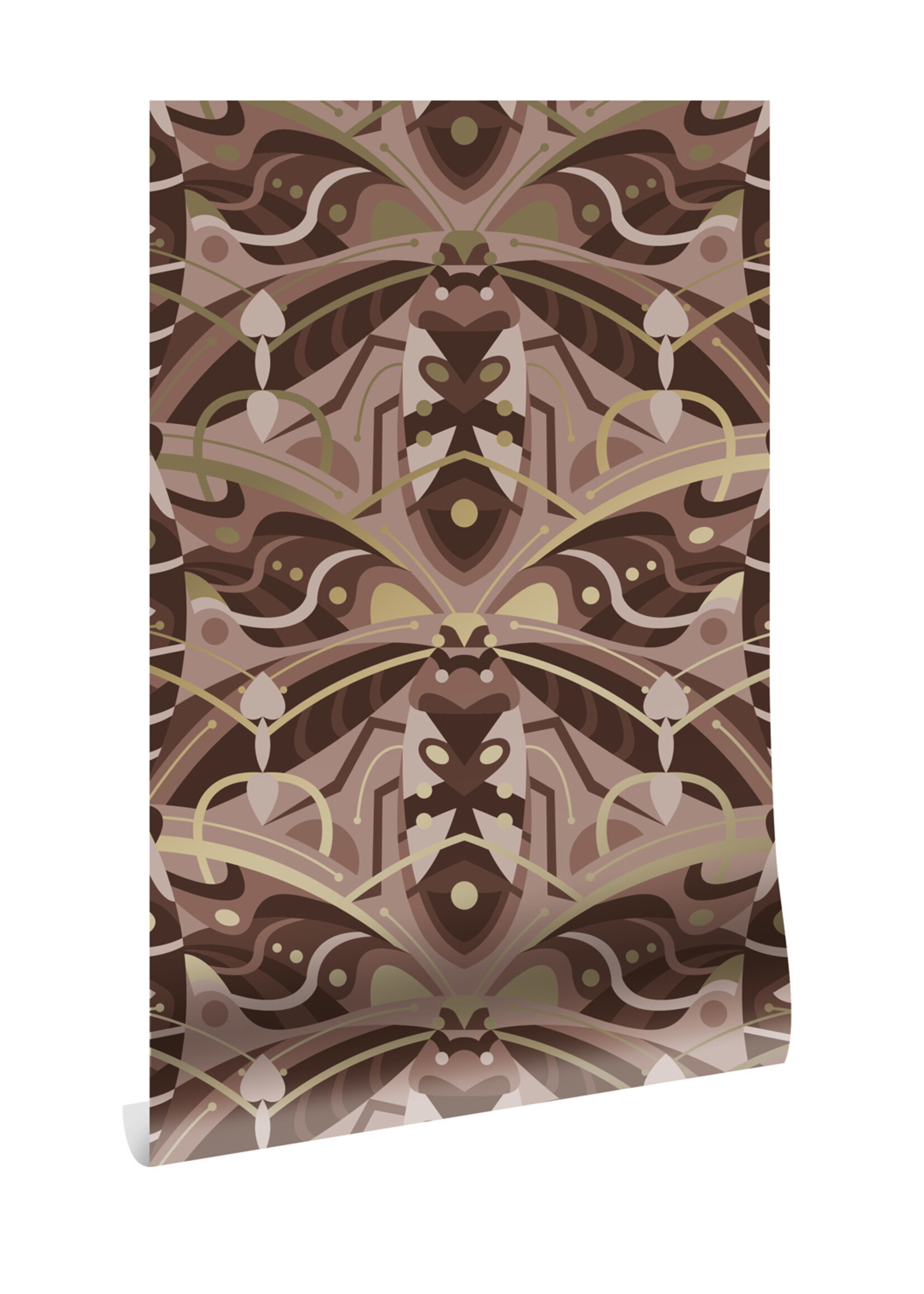 Gold-Tapete Art Déco Animaux, Beetle, Taupe, 50 cm x 10 m