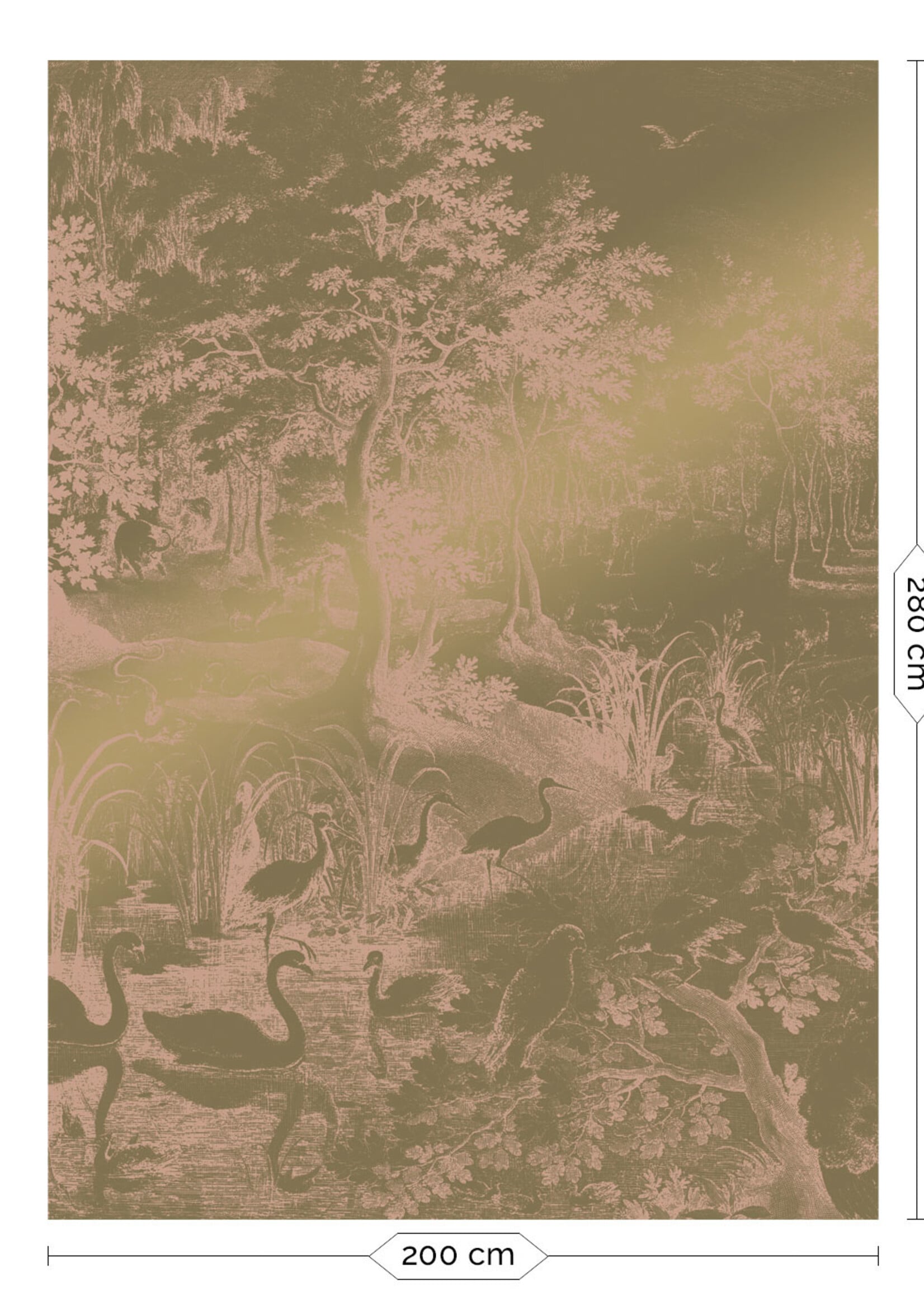 Gold-Tapete Engraved Landscapes, Rosa