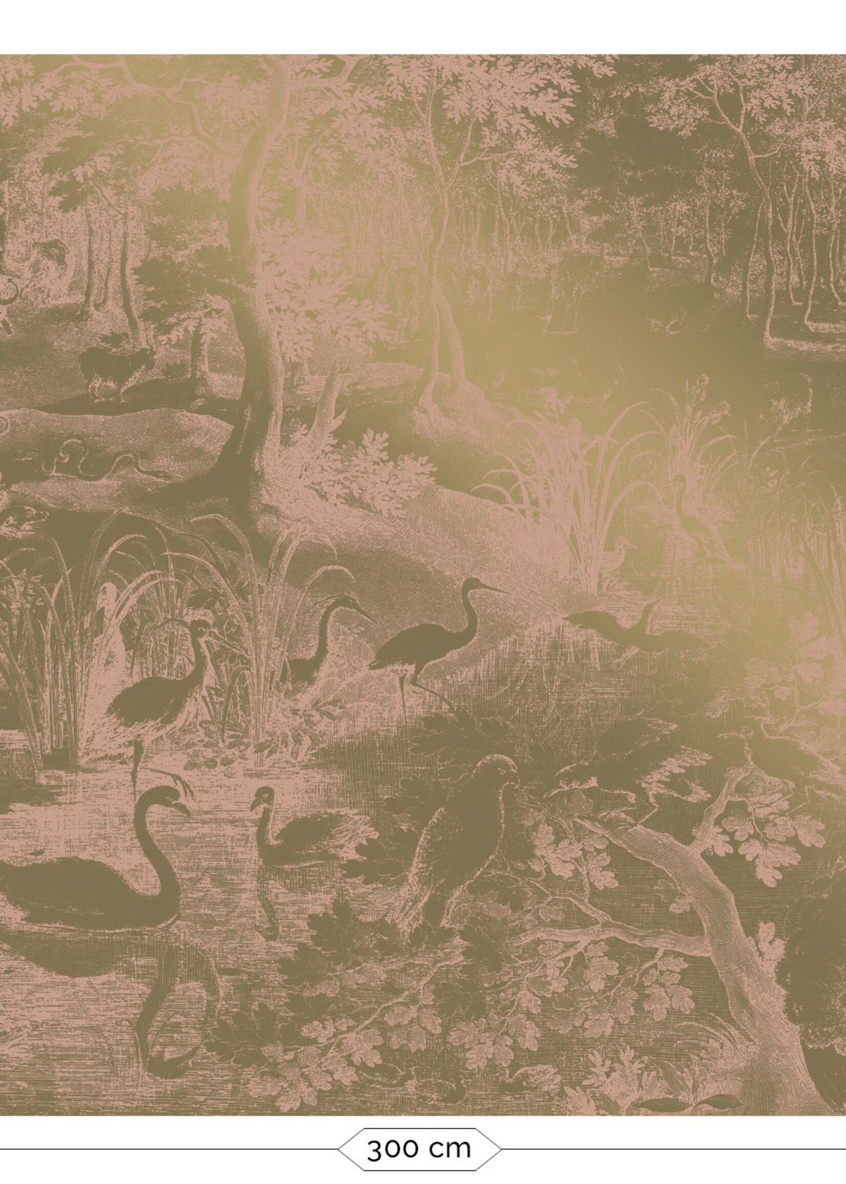 Gold-Tapete Engraved Landscapes, Rosa