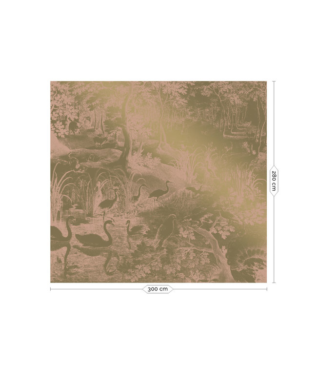 Gold-Tapete Engraved Landscapes, Rosa