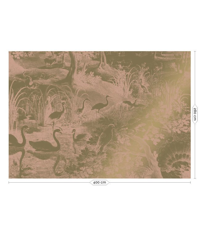 Gold-Tapete Engraved Landscapes, Rosa