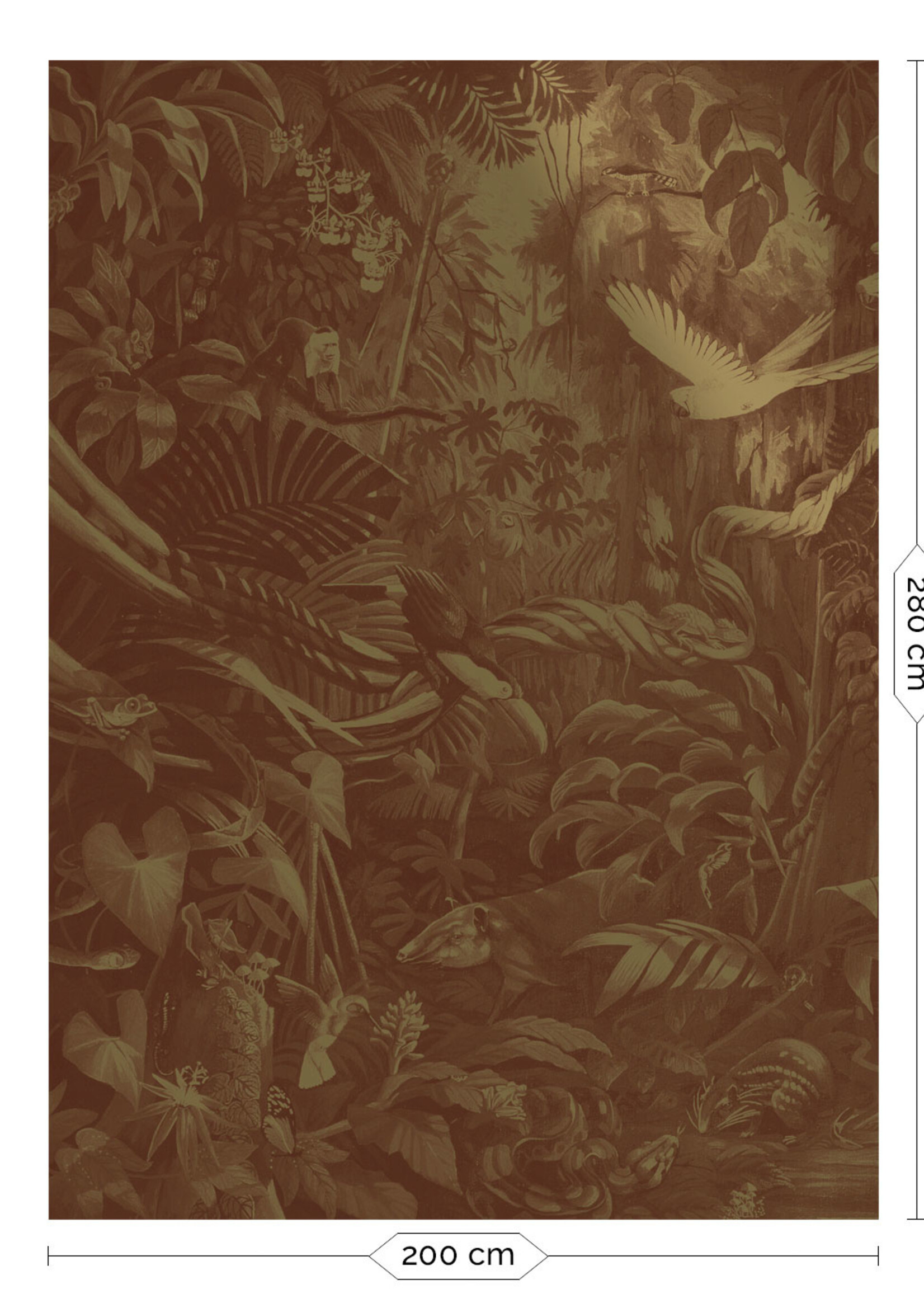 Gold metallic wall mural Tropical Landscapes, Brown