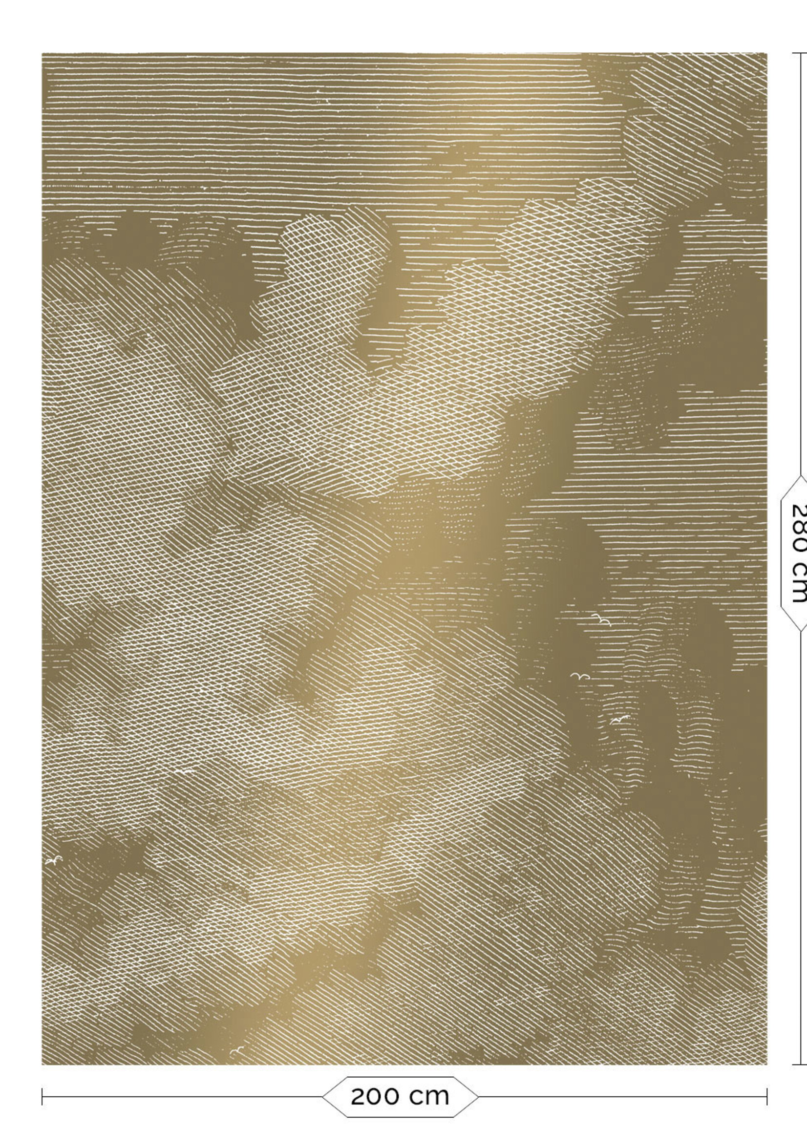 Gold metallics wall mural Engraved Clouds
