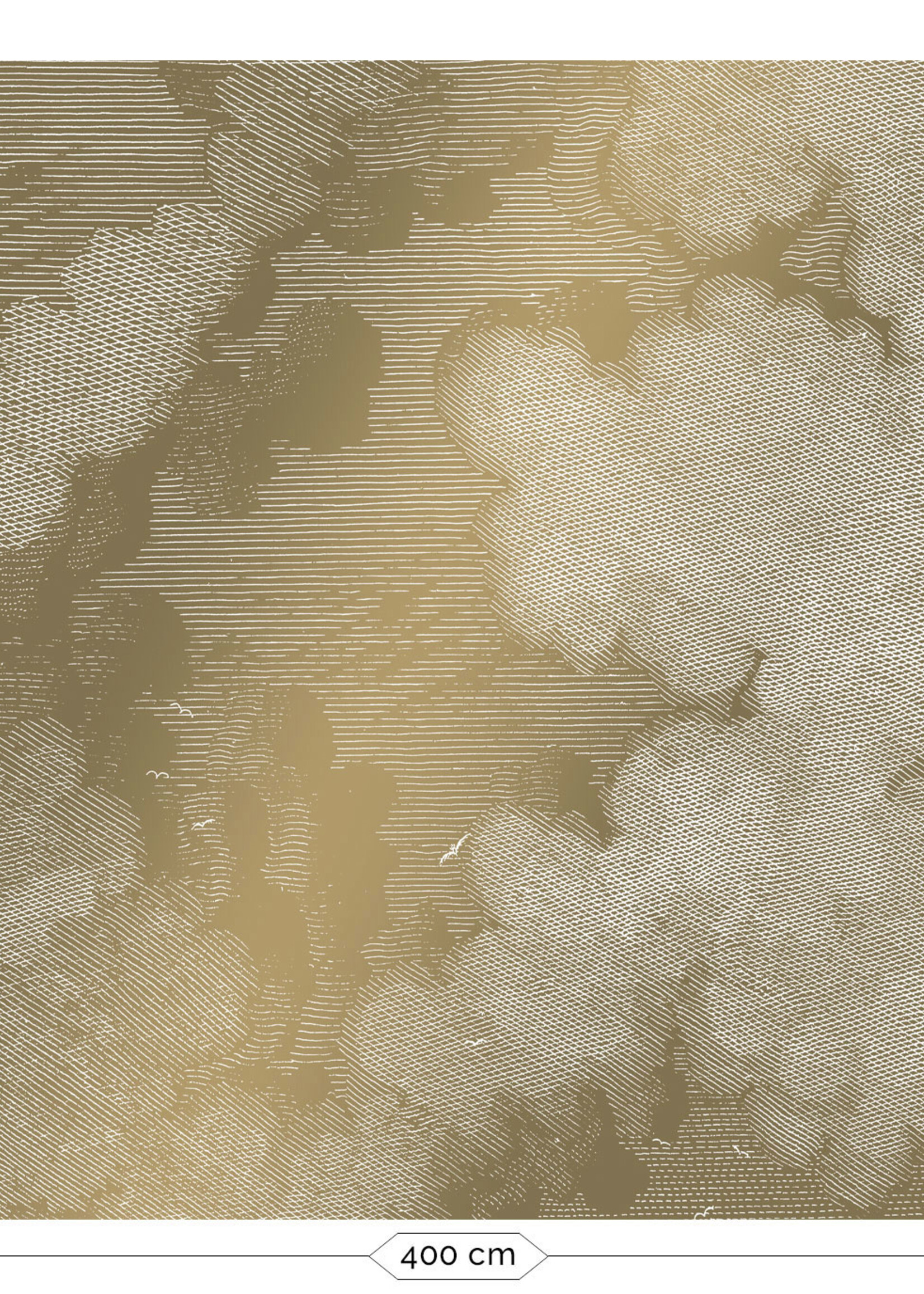 Goud behang Engraved Clouds