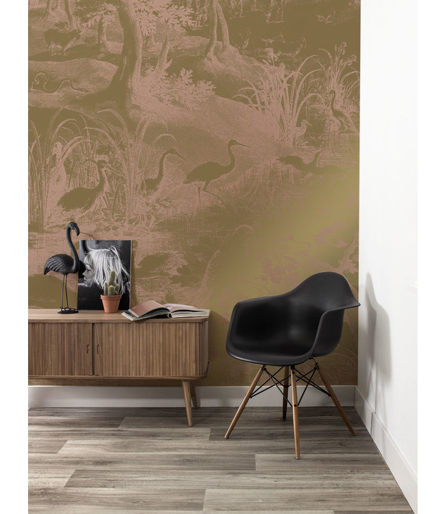Gold metallic wall mural Engraved Landscapes