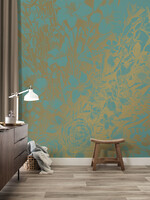 Gold-Tapete Engraved Flowers
