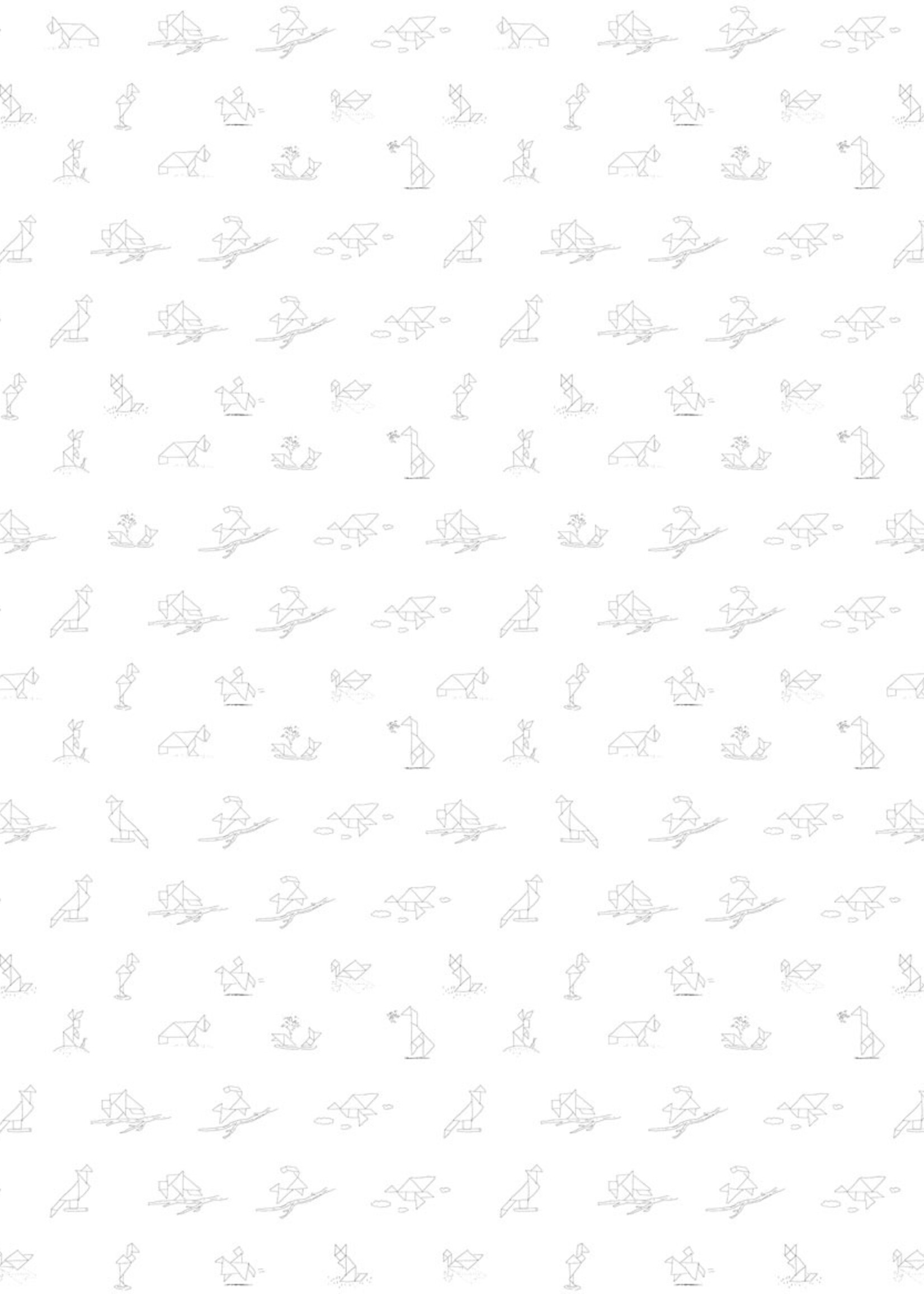 Wallpaper Tangram Animal Sketches, 97.4 x 280 cm