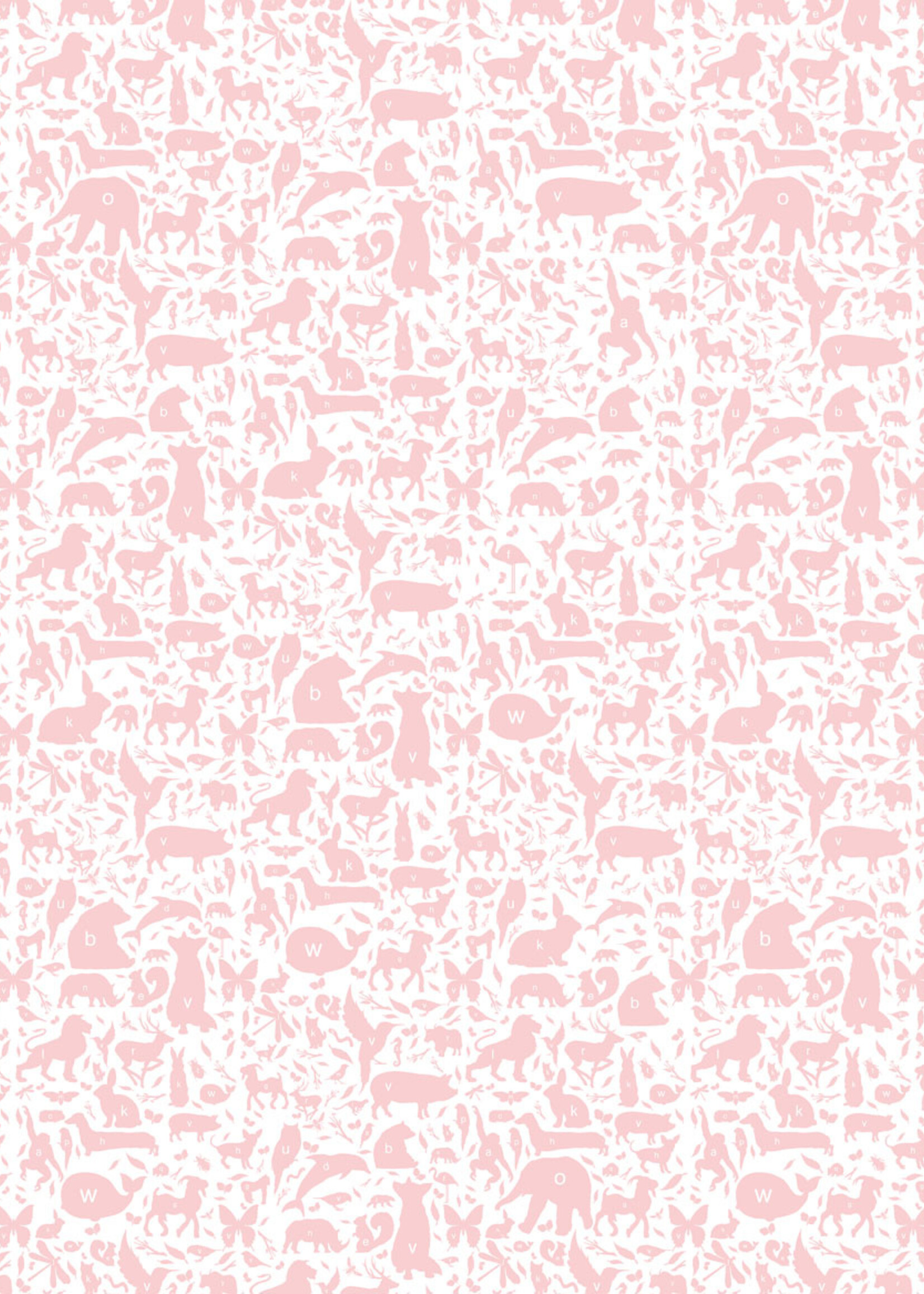 Wallpaper ABC Animals, Pink, 146.1 x 280 cm
