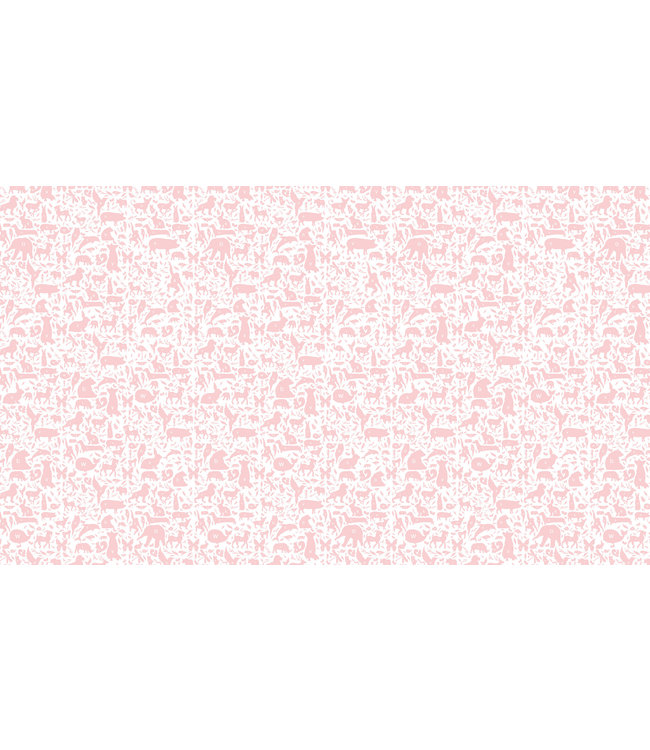 Behang ABC Animals, Roze, 146.1 x 280 cm