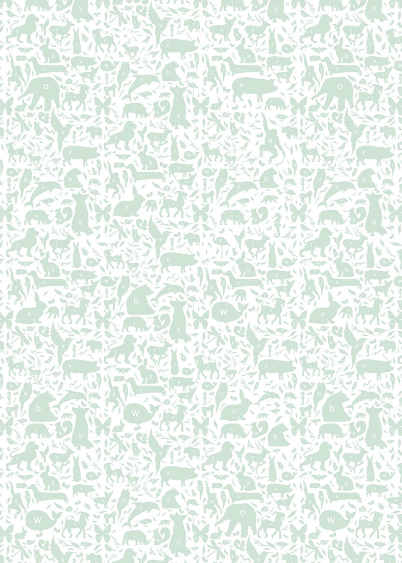 Wallpaper ABC Animals, Green, 146.1 x 280 cm