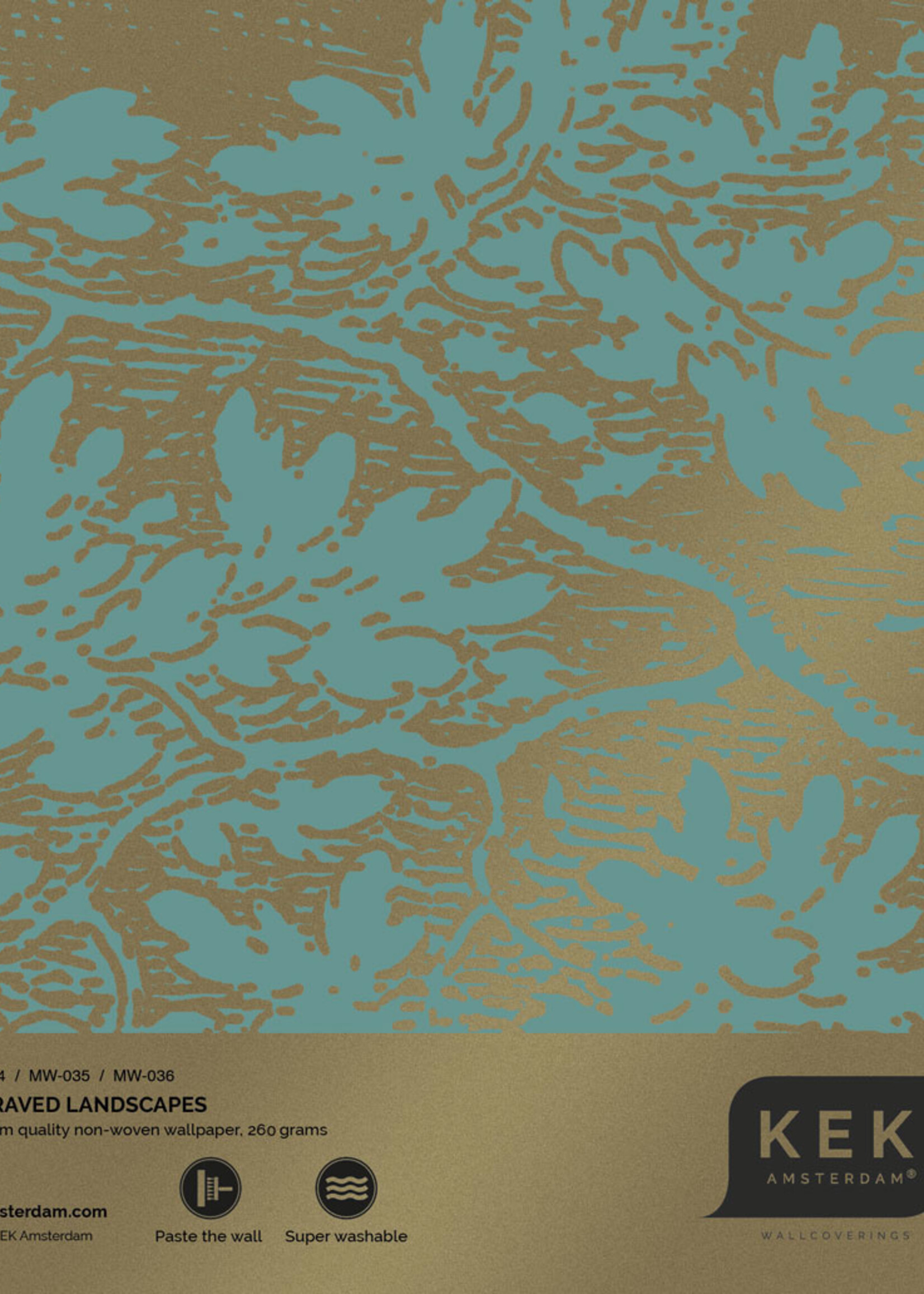 Gold-Tapete Engraved Landscapes, Türkis