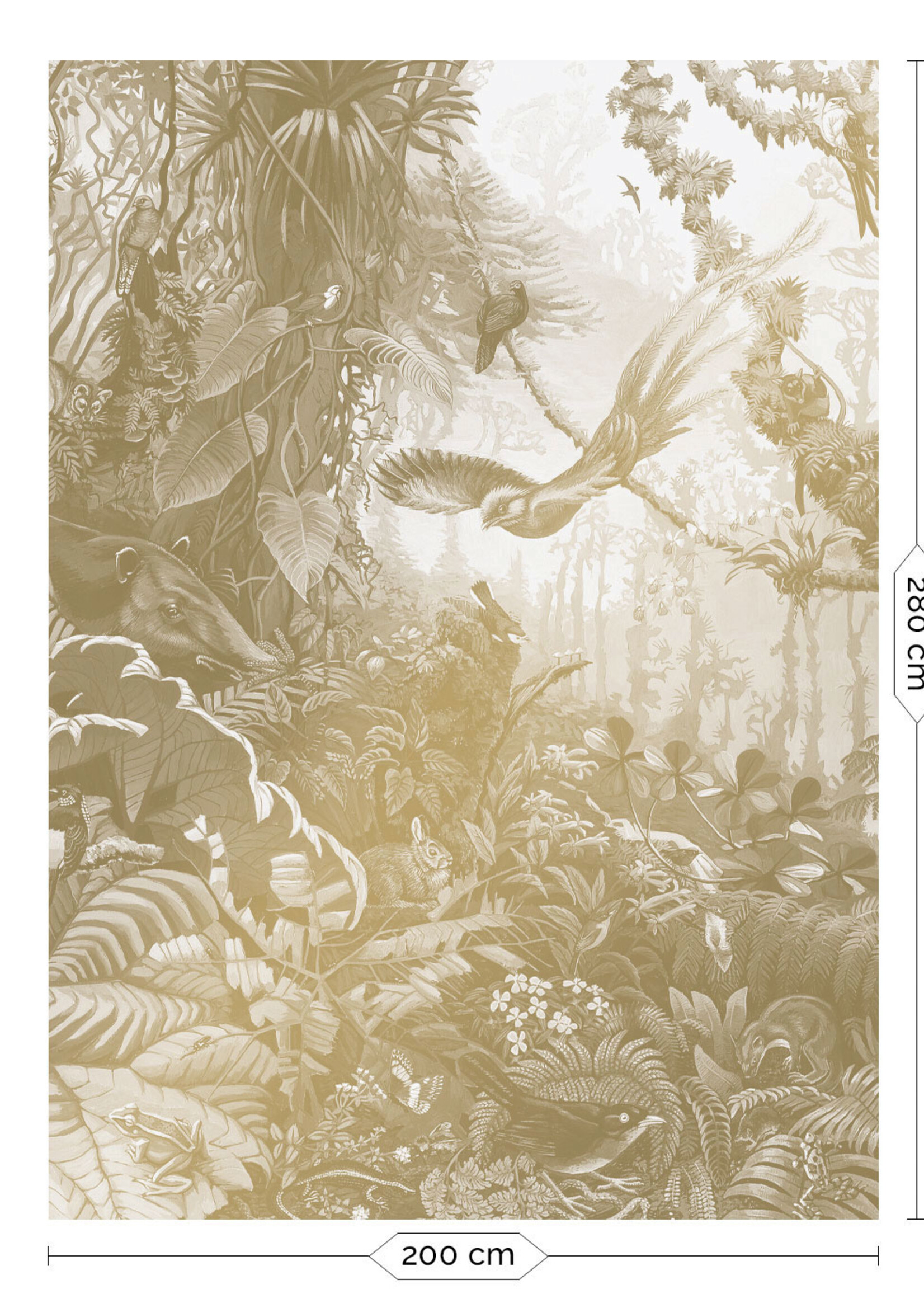 Gold metallic wall mural Tropical Landscapes, Off-white