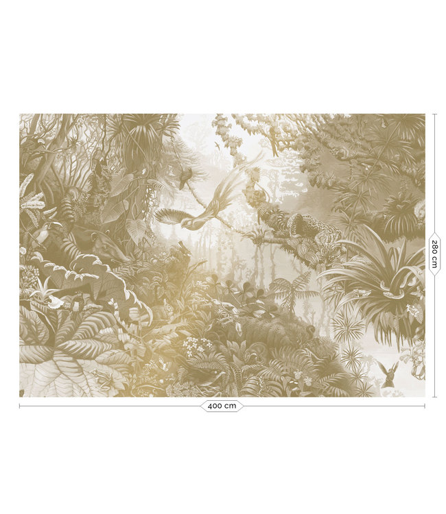 Gold-Tapete Tropical Landscapes, Grauweiß