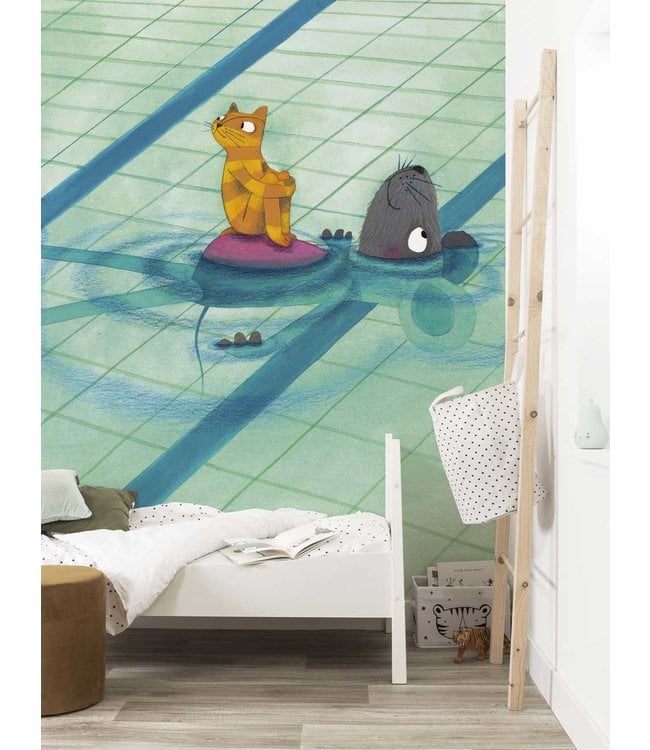 Wandvullend Wall Mural Swimming Lesson