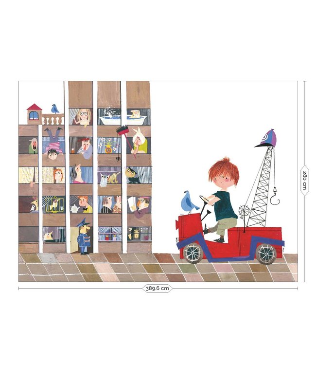 Fiep Westendorp Wall Mural Red Tow Truck II