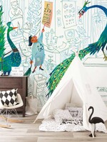 Fotobehang Green Peacocks