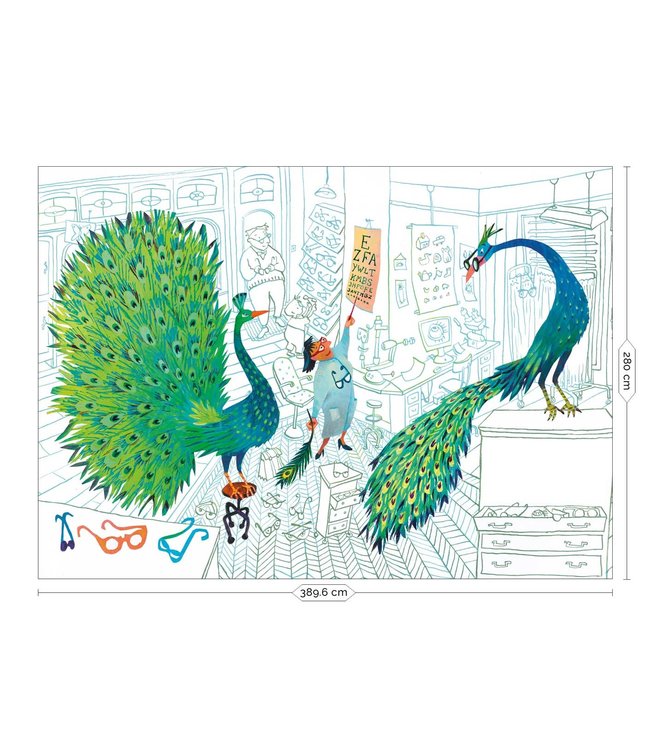 Fotobehang Green Peacocks