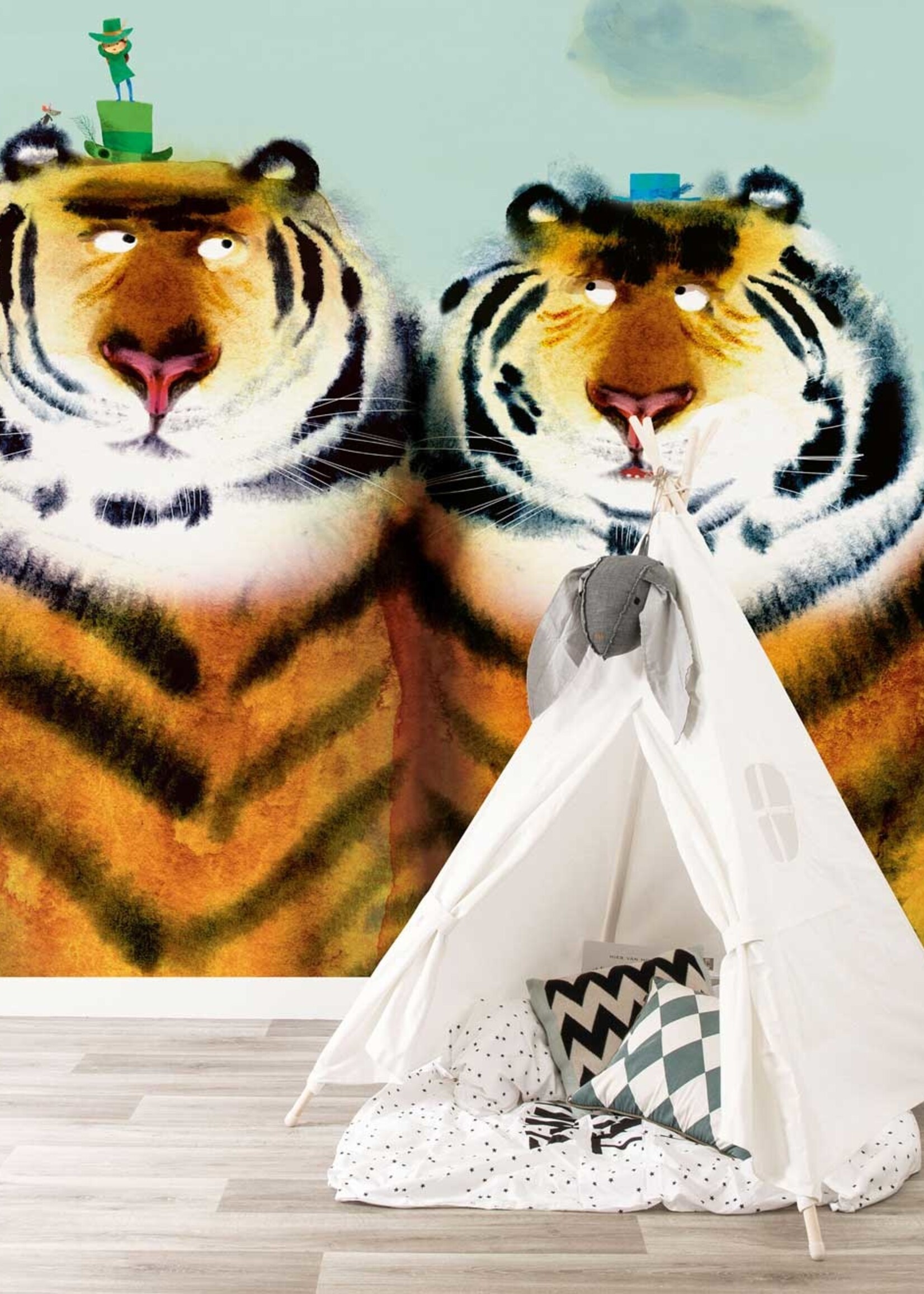 Fotobehang Two Tigers