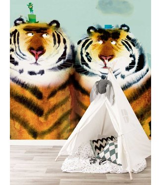 Fotobehang Two Tigers, 389.6 x 280 cm