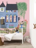 Wall Mural Bear with Blue House